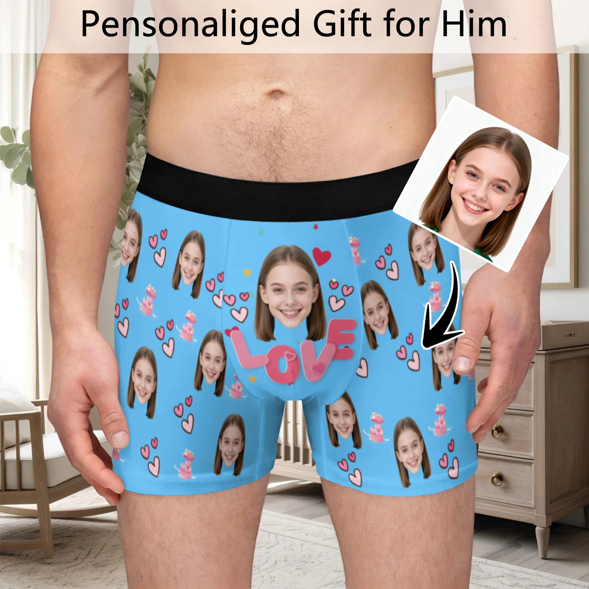 Personalized facial photo customization flat underwear customization men's Valentine's Day gift for husband gift for father