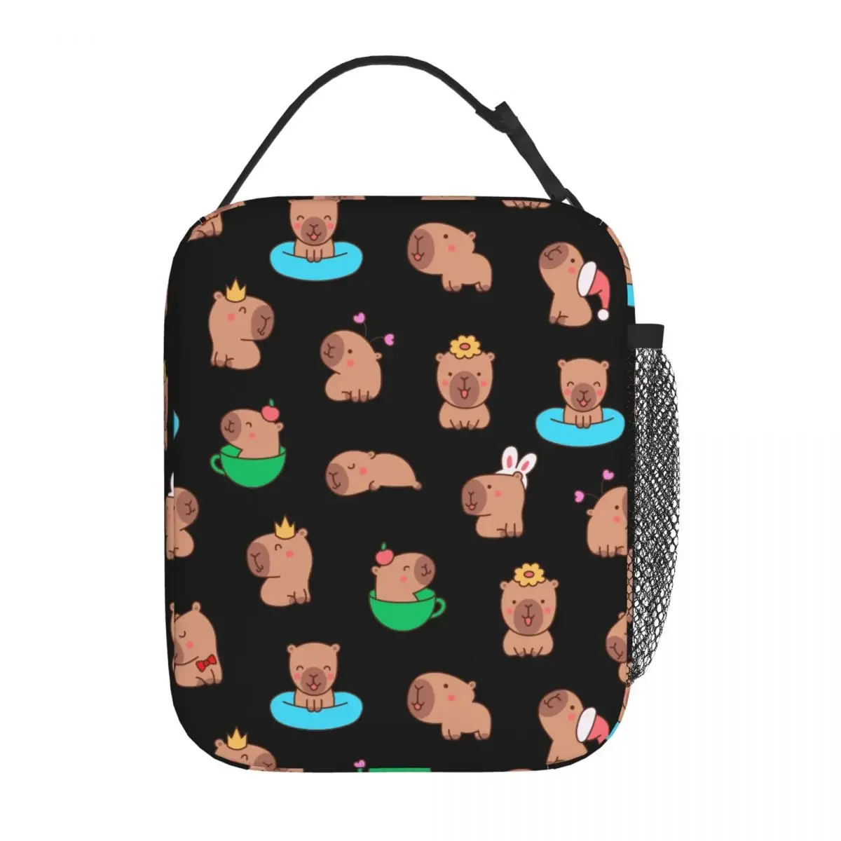 Insulated Lunch Box Cute Capybara Cook Merch Kawaii Capybaras Donut Lunch Container Causal Cooler Thermal Bento Box For Outdoor