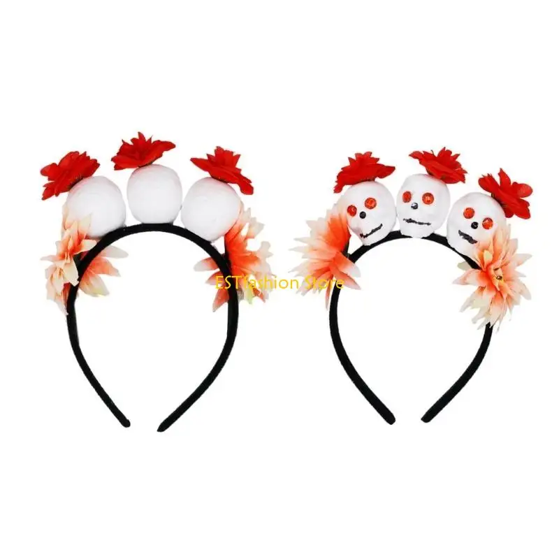 Y5GC Fairy Halloween Skull Stirnband mit Rose Party Geben Sie Geschenk für Jungen Mädchen