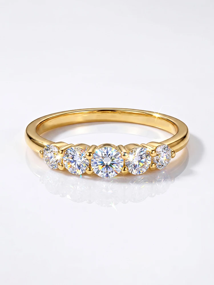 Echte 0,1CT Klassische Fünf-Moissanit-Diamant Verlobungsringe für Damen Original 925 Sterling Silber Edle Schmuckstücke – Detail 4