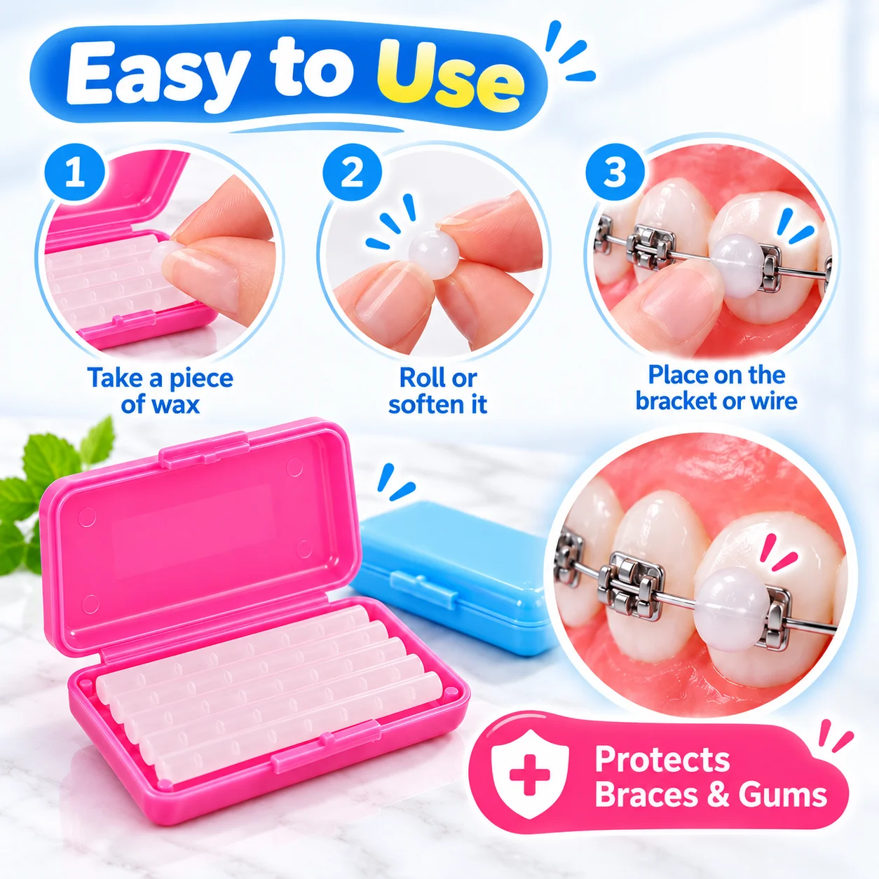 JNSUR 10 Boxes Dental Orthodontic Relief Wax for Bracket Patient Relief Protect Lips and Gums Irritation Fruit Flavour Wax