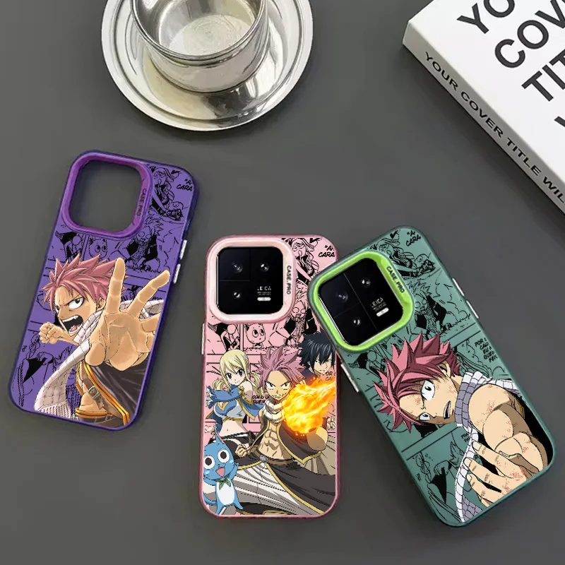 

FAIRY TAIL Natsu For Redmi Note 13 12 11 10 E Pro Plus Max S 4G 5G Colored Silver Plated Inside Phone Case