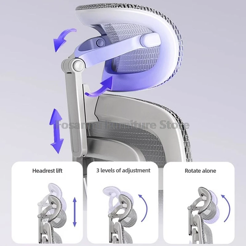 Sedia da ufficio ergonomica con supporto lombare e poggiatesta Sedia da computer da gioco per la casa in rete con braccioli Sedia girevole da scrivania comfort