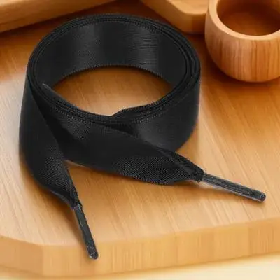 0.7m fita de seda preta cadarços planos moda sapato cordas leves para sapatos femininos decoração projetos diy fita sapato