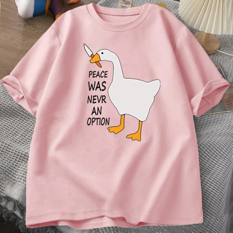 Goose Peace Was Never An Option T-shirts Men Women Summer Cotton Tee Fashion Leisure Cool Men's Clothing Short Sleeve T Shirt