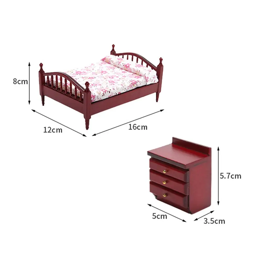 Mini Decoratie Accessoires 1:12 Poppenhuizen Miniatuur Meubels Bed/Nachtkastje Poppenhuis Meubels Voor Poppen