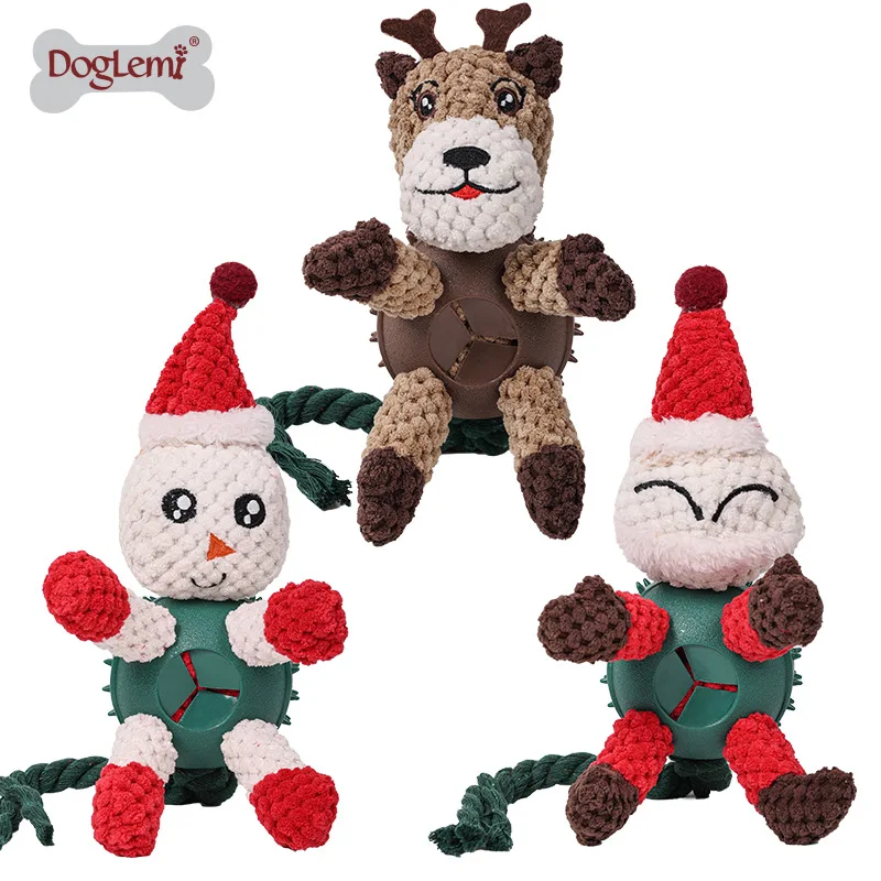 Cross-border dog toy for Christmas, treat-dispensing sniffing toy, durable and sound-making plush dog toy