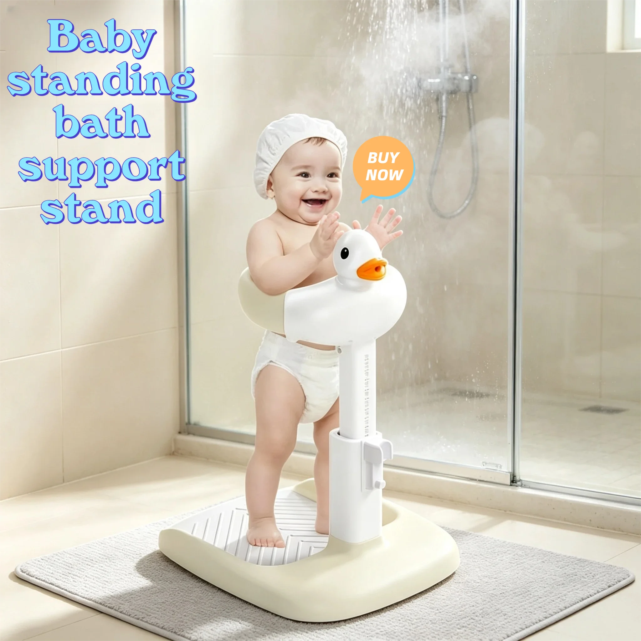 Adjustable Height Folding Baby Standing Bath Table Non-Slip Children Bath Stand Home Kids Bath Support Device