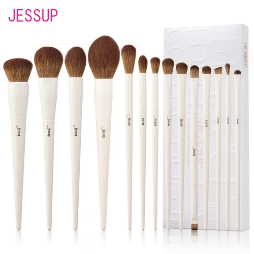 Jessup brochas de maquillaje, 10-14 piezas, juego de brochas de maquillaje, brocha para base sintética, contorno de ojos, delineador, mezcla, resaltado, T329