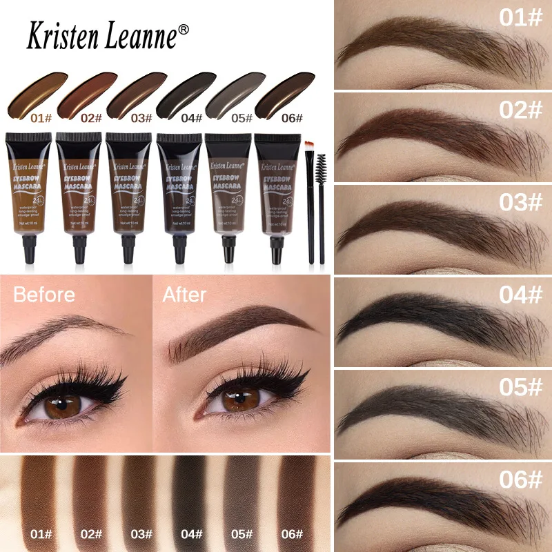 Creamt de tinte para cejas de 6 colores, 1 Uds., gel de tinte resistente al agua con brocha de maquillaje, gel y tinte para cejas de fórmula duradera