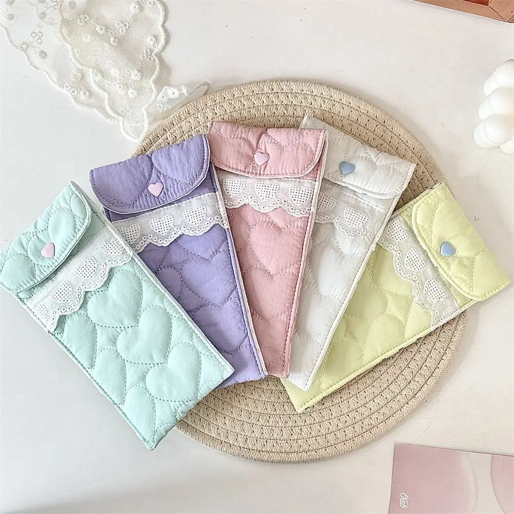 

Korean Style Cotton Glasses Storage Bag Sweet Lace Heart Lipstick Bag Eyewear Protector Multi-Functional Cute Pencil Case