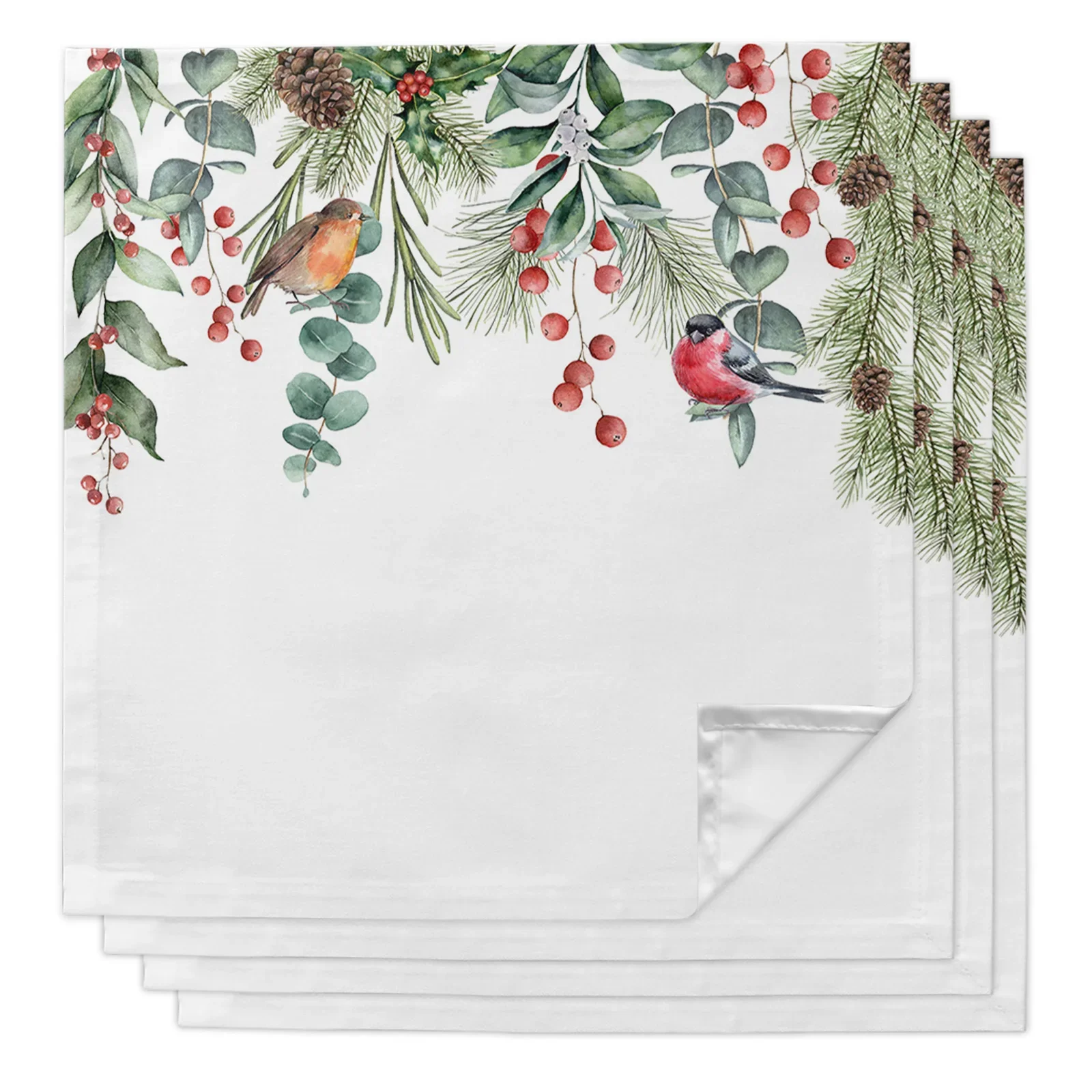 Eucalyptus Berries Robin Table Mat Holiday Kitchen Dining Table Decor Placemat Wedding Party Decor Table Napkin