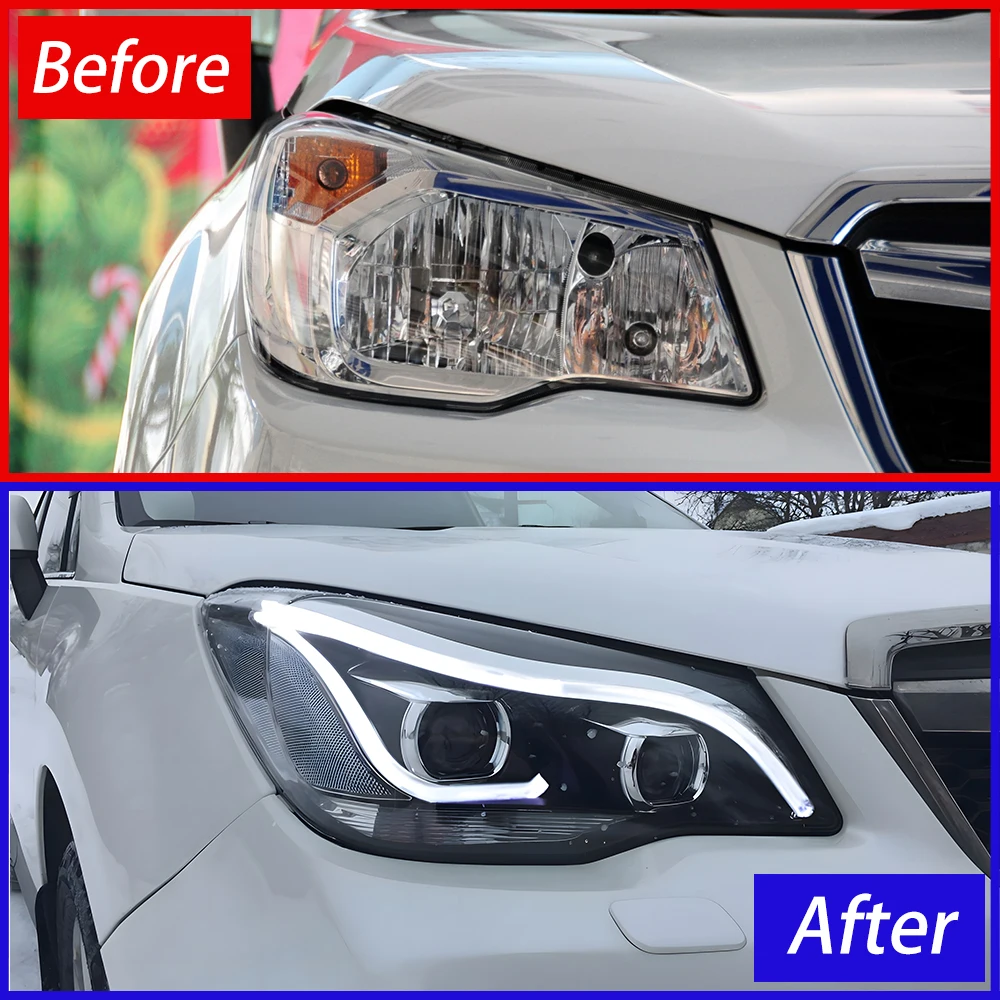 Car Front Light for Forester 2013-2016 High Configuration LED Auto Headlight Bifocal  Lens Assembly Hot Sale Accessories