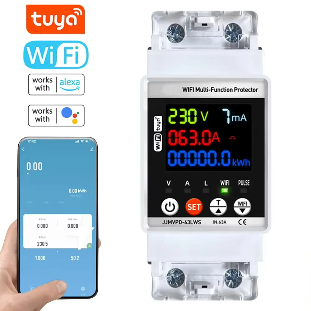

Tuya WiFi Automatic Reclosuring Protector Intelligent Circuit Breaker Single Phase Reclosing Switch Voltage Protective Device