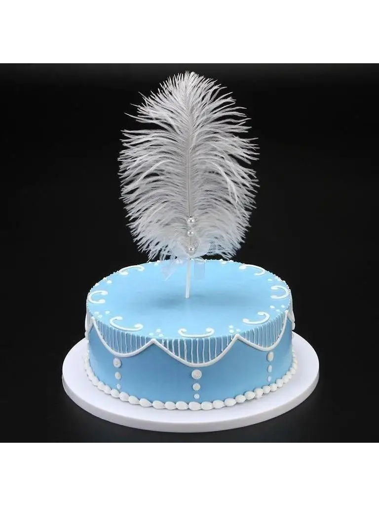 Pearl White Feathers Light String Birthday Cake Decoration Crown Wings Plug-In Internet Famous Ornament Kitchen Cooking Tools - view 2
