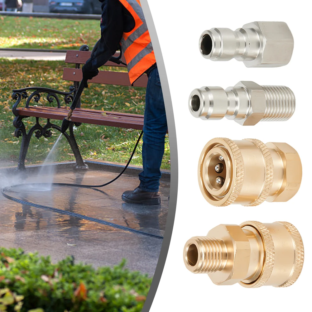 

1/4 Inch Quick Connect Pressure Washer Fittings Brass Male And Female Thread High Pressure Washer Adapter