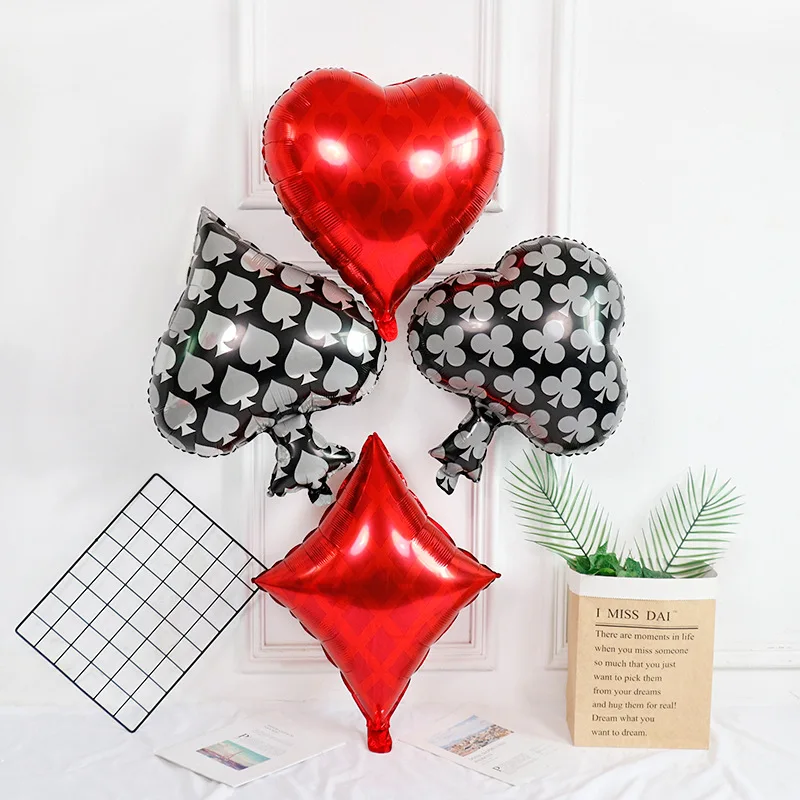 4pcs  Casino Theme  Spades Heart Cards  Shaped Poker  Party  Balloons