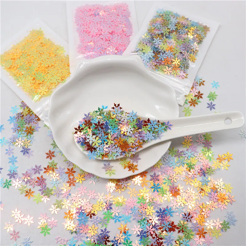 9mm Snowflake Sequins Pvc Flower Sequin Paillettes Christmas Party Decor DIY Craft Handmade Accessories 20g