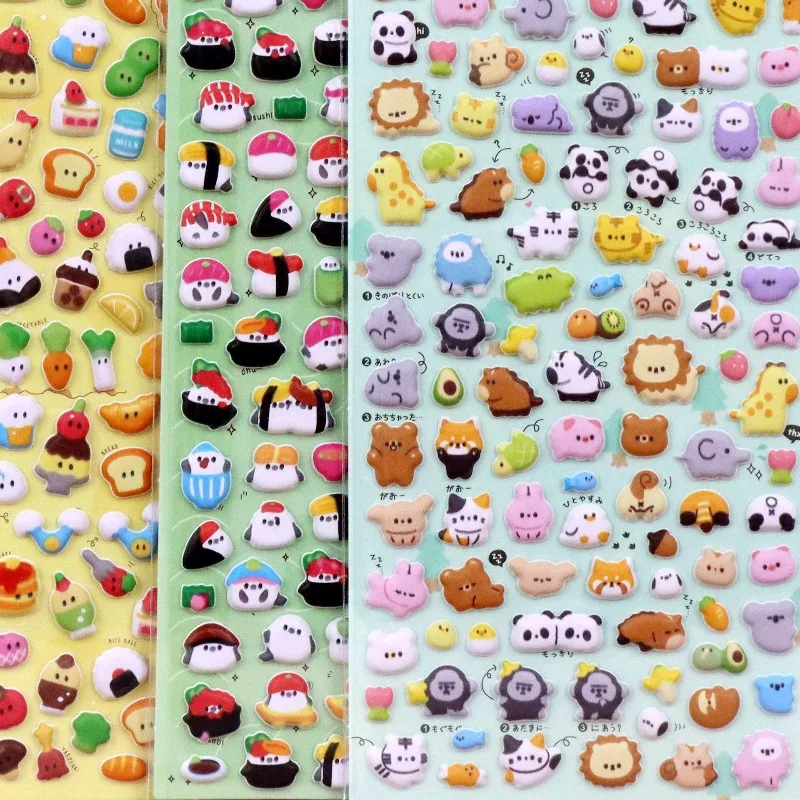 Cute Cartoon Animal 3D Foam Puffy Stickers, Mini Bubble Stickers, DIY Decorative Decals for Phone Case, Journal & Scrapbook