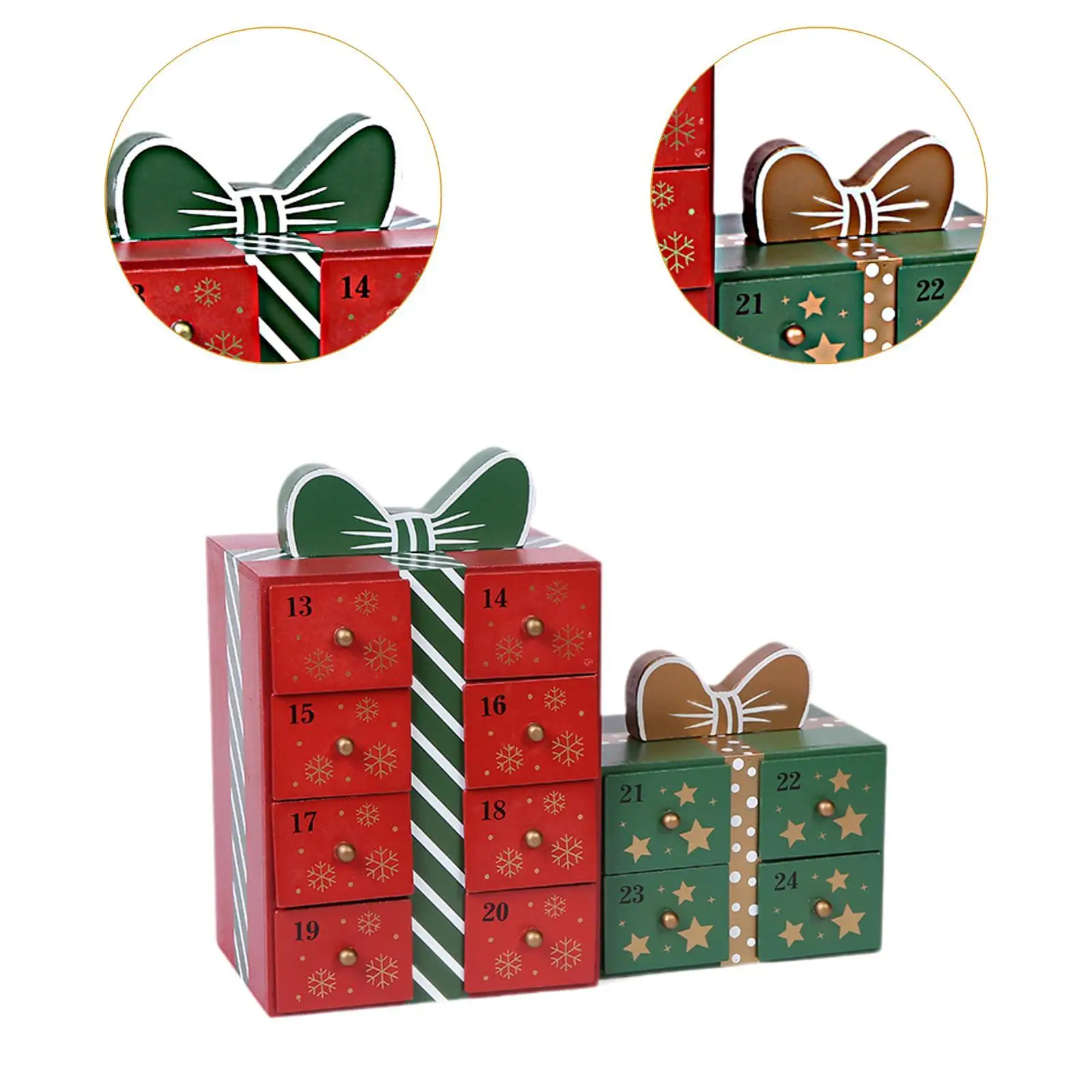 قطعة مركزية لتقويم القدوم الخشبي لعيد الميلاد مع أدراج تخزين لـ #5