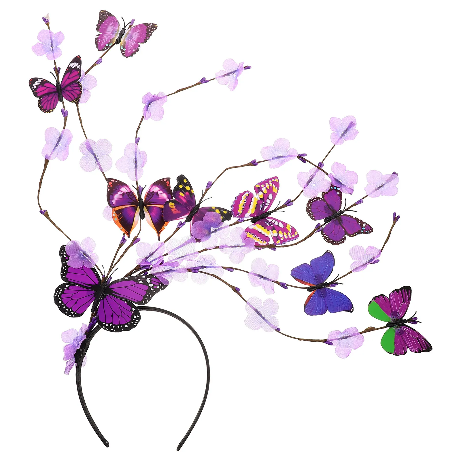 Butterfly Flower Headband Comfortable Smooth Surface Festive Hair Decor for Party Carnival Costume Festival Headdress