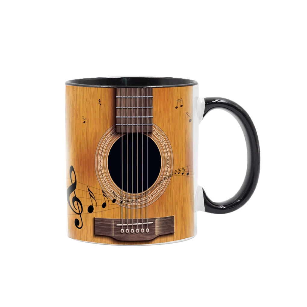 350ml Guitar Pattern Coffee Cup Living Room Tea Drink Mug Portable Traveling Students Beverage Cups Home Office