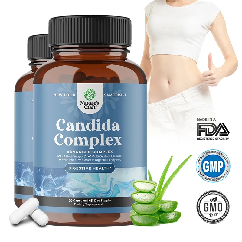 Candida Complex - Probiotics and Digestive Enzymes Natural Ingredients To Support Digestive Health and Intestinal Flora Balance