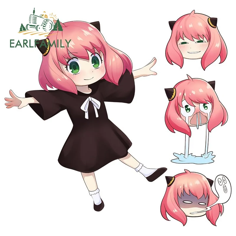 EARLFAMILY 13cm Anya Cute Expression Car Stickers Motorcycle Windows Peek Decals Anime Occlusion Scratch Kawaii Helmet Decor