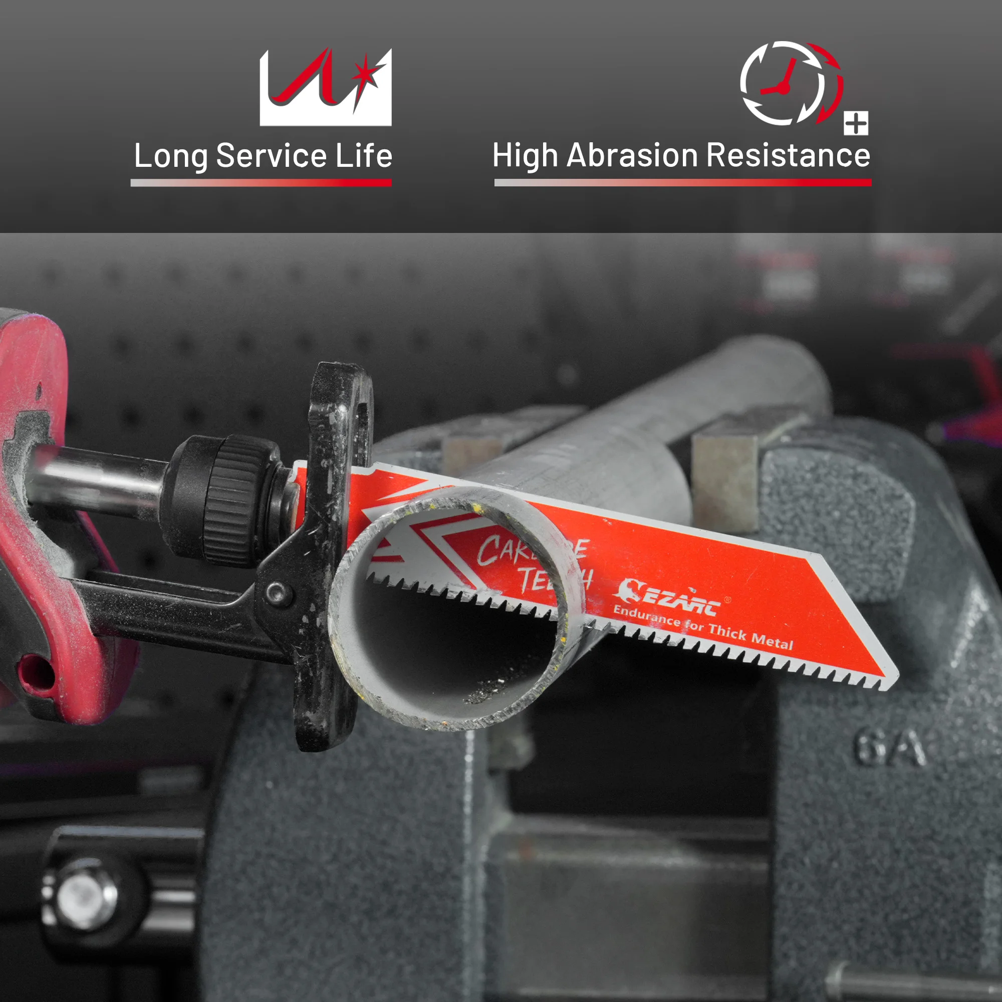 EZARC Resistencia de hoja de sierra recíproca de carburo de 150 mm para metal grueso, hierro fundido, acero de aleación, hojas de sierra resistentes de 6 pulgadas 8TPI