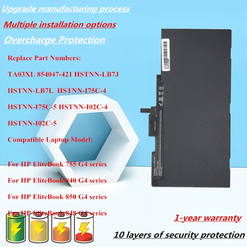New TA03XL battery For HP EliteBook 755 840 850 848 G4 series 854047-421 HSTNN-LB7J LB7L  I75C-4 I75C-5 I02C-4 I02C-5