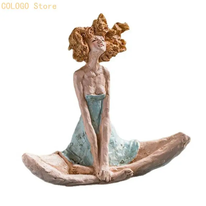 Seated Female Figurine Resin Home Decors for Dresser and Console D0LD