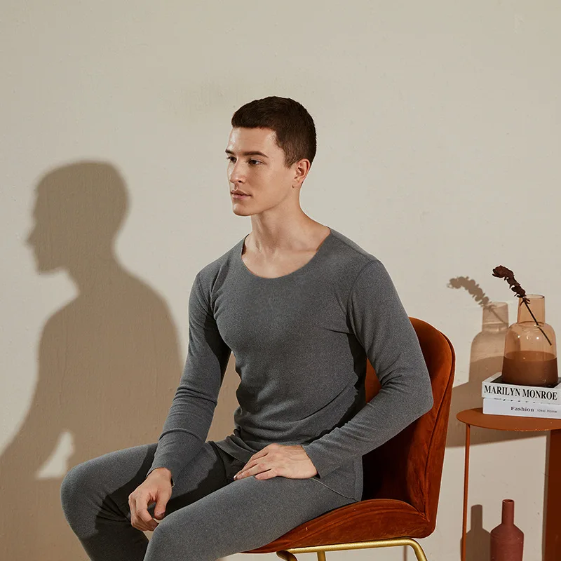 Youpin – sous-vêtements thermiques pour hommes, ensembles de jeans longs, couleur unie, manches longues, épais, sans couture, pantalons thermiques