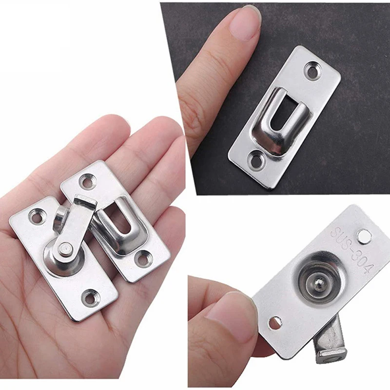 90 Degree Stainless Steel Door Latch Right Angle Sliding Bending Door Lock Latch Screw Locker Hardware Accessories