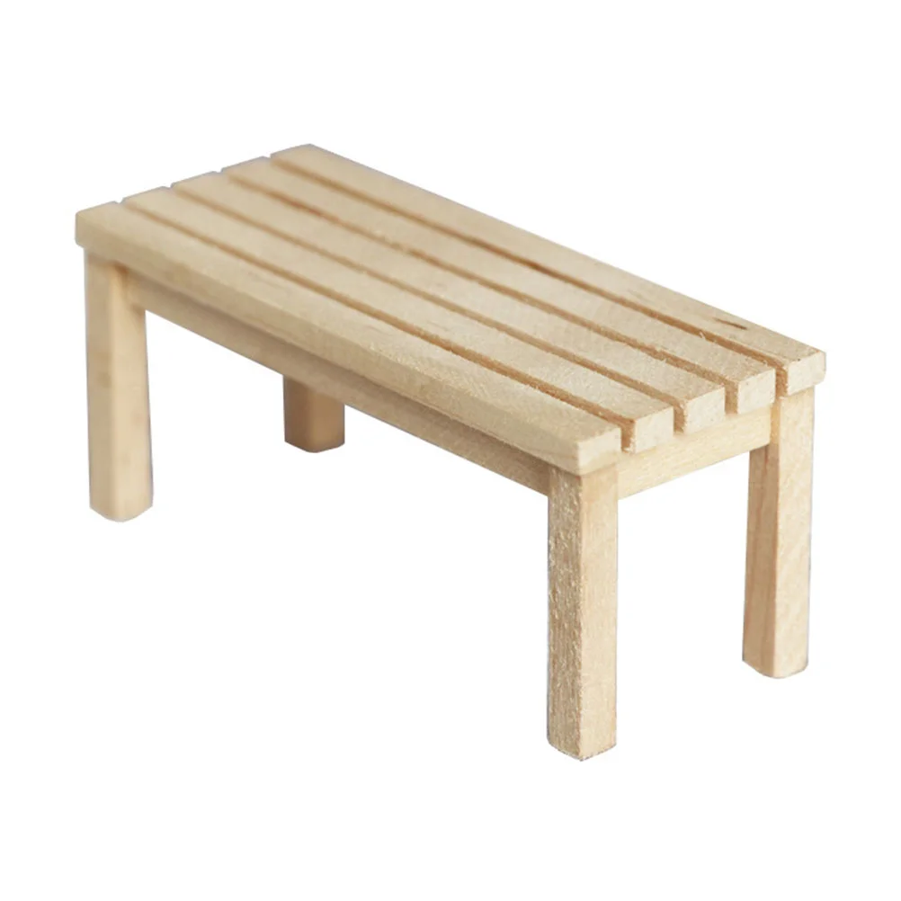 

Wooden Dollhouse Bench Model Miniature Furniture Tiny House Decor Small Accessories Realistic Landscape Design