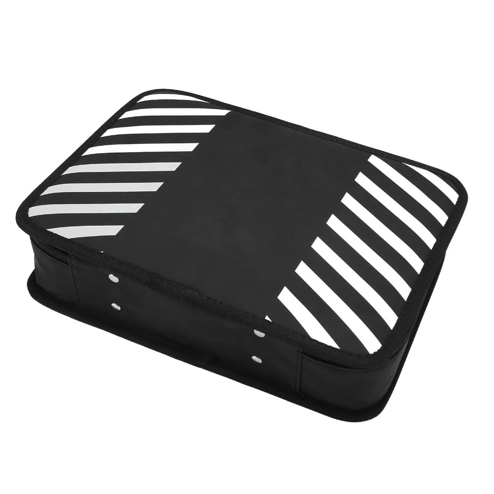 PU Barber Tool Bag Organized Compartments Durable Hair Cutting Grooming Kit Striped Pattern Professional view 4