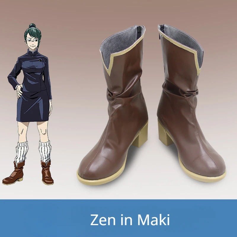 

Zen in Maki Jujutsu Kaisen Cosplay Shoes Anime Brown Long Cos Boots Comic Zenin Maki Cosplay Costume Prop Shoes for Halloween