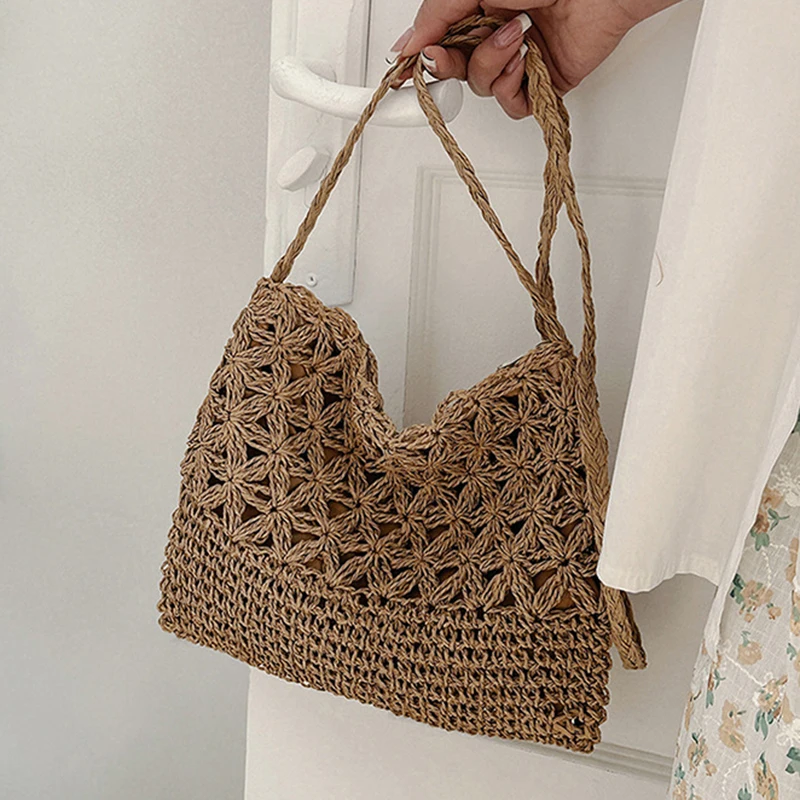 Kleine, frische Umhängetasche, Damentasche, Strohgewebte Umhängetasche, Nische und vielseitige gewebte Tasche, einfache und modische Handtasche – Detail 20