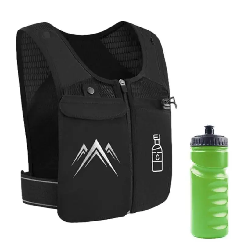 Reflective Running Vest Backpack Mobile Phone Water Bottle Chest Bag Multi-Pockets Breathable Sport Running Vest For Men Women