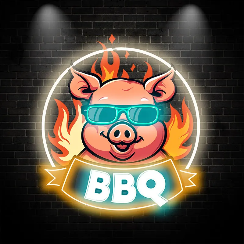 Wild Boar BBQ Restaurant Walm Color LED Neon Sign, Barbecue LED Acrylic Sign Decor, Manufacturer Illuminated Light