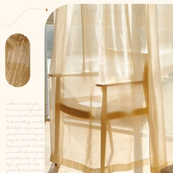 French Gauze Solid Color Light Luxury Curtain High End Balcony Living Room Bay Dream Curtains Light Proof Romantic Silk Drapes