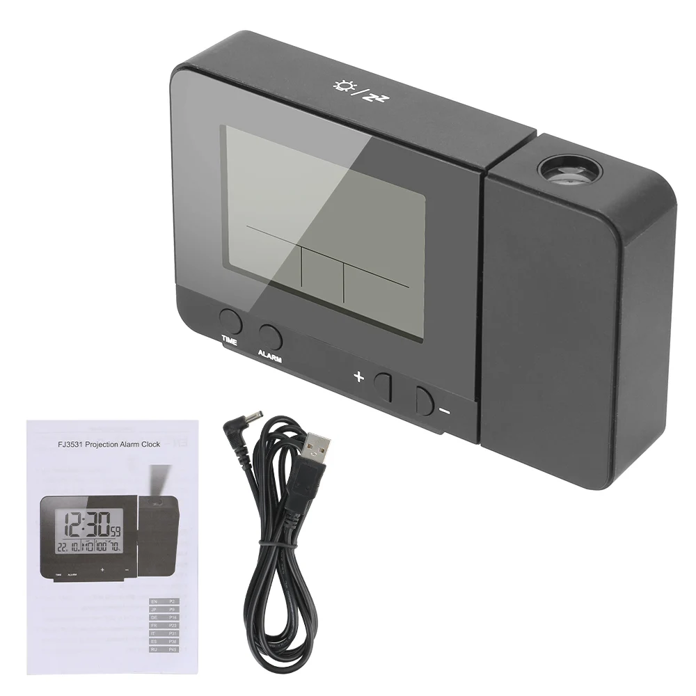 Desk Table Led Clock Digital Date Snooze Function Indoor Temperature Humidity Projection Alarm Clock