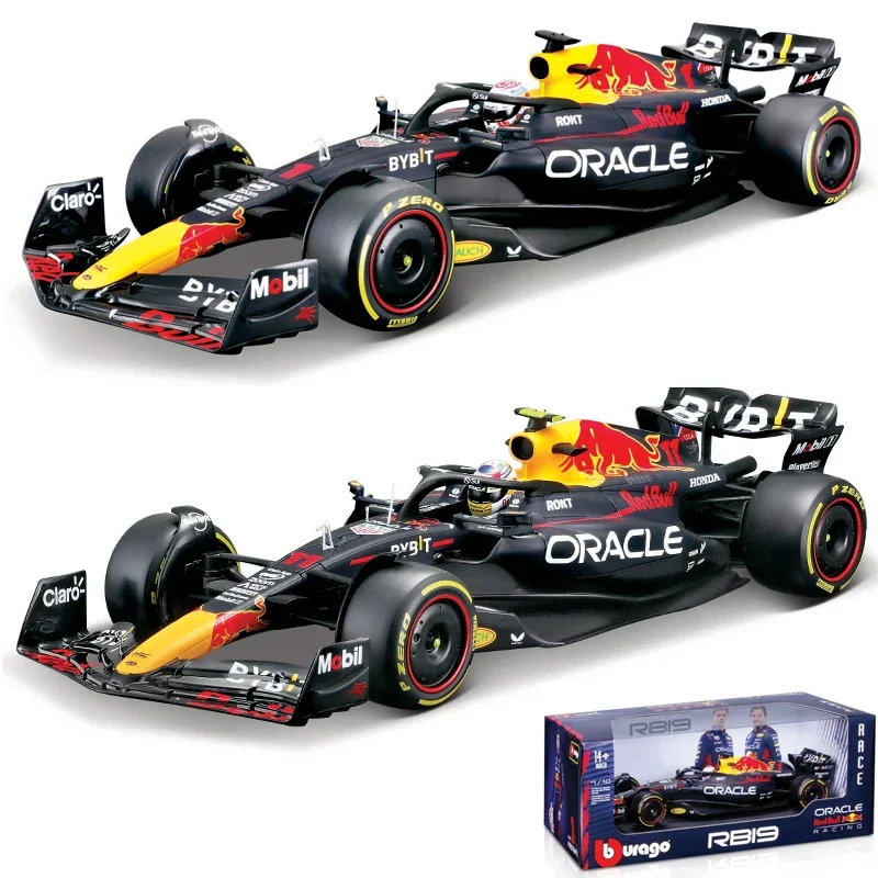 Bburago-フォーミュラカーF1,スケール1:18,rb19,rb19,f1,max verstappen,11 # perez,合金ダイキャスト,クリスマスプレゼント,おもちゃ