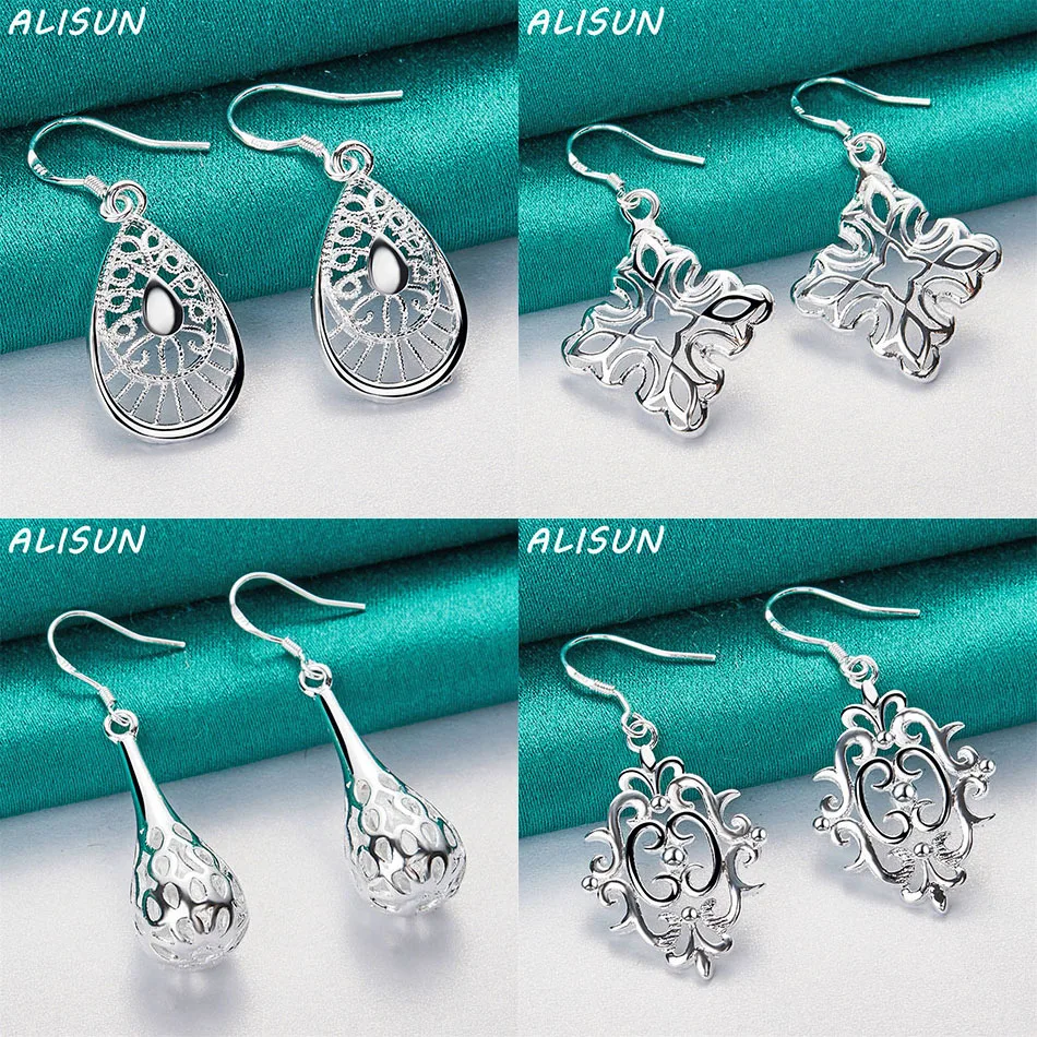 

ALISUN 925 Sterling Silver Geometric Drop Earrings For Women Anniversary Gift Popular Wild Fashion Romantic Jewelry