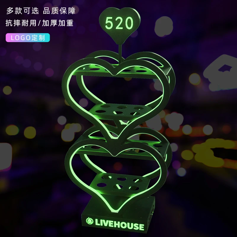 Suporte de copo luminoso para bar ktv, rack de vidro de coquetel de champanhe brilhante, suporte de bebida 520 dipper, acessórios de festa led