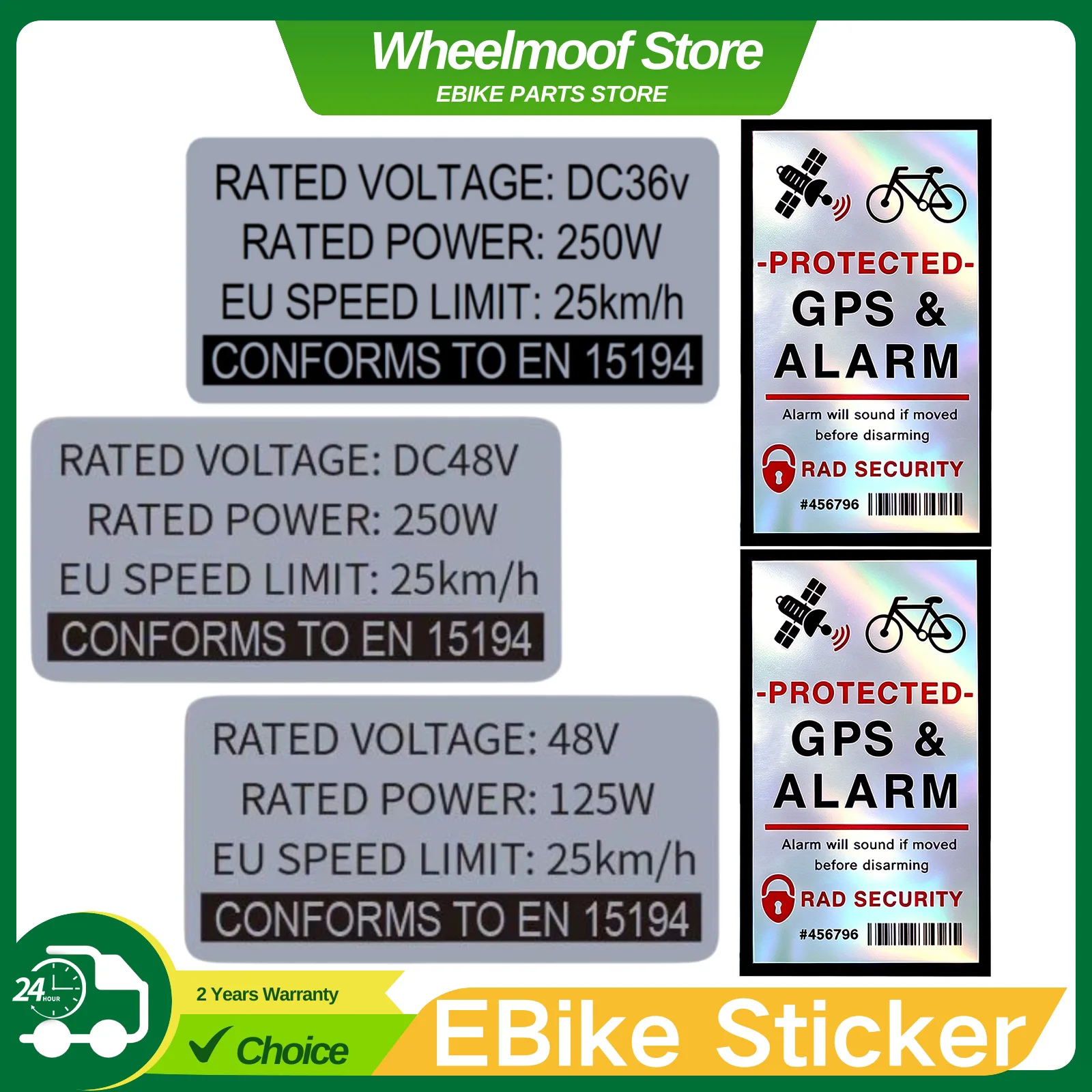 Ebike Sticker, GPS Sticker, 36V 48V 250W Sticker Label, Compatible for Bafang Tongsheng and Other Brand Conversion Kit Ebike