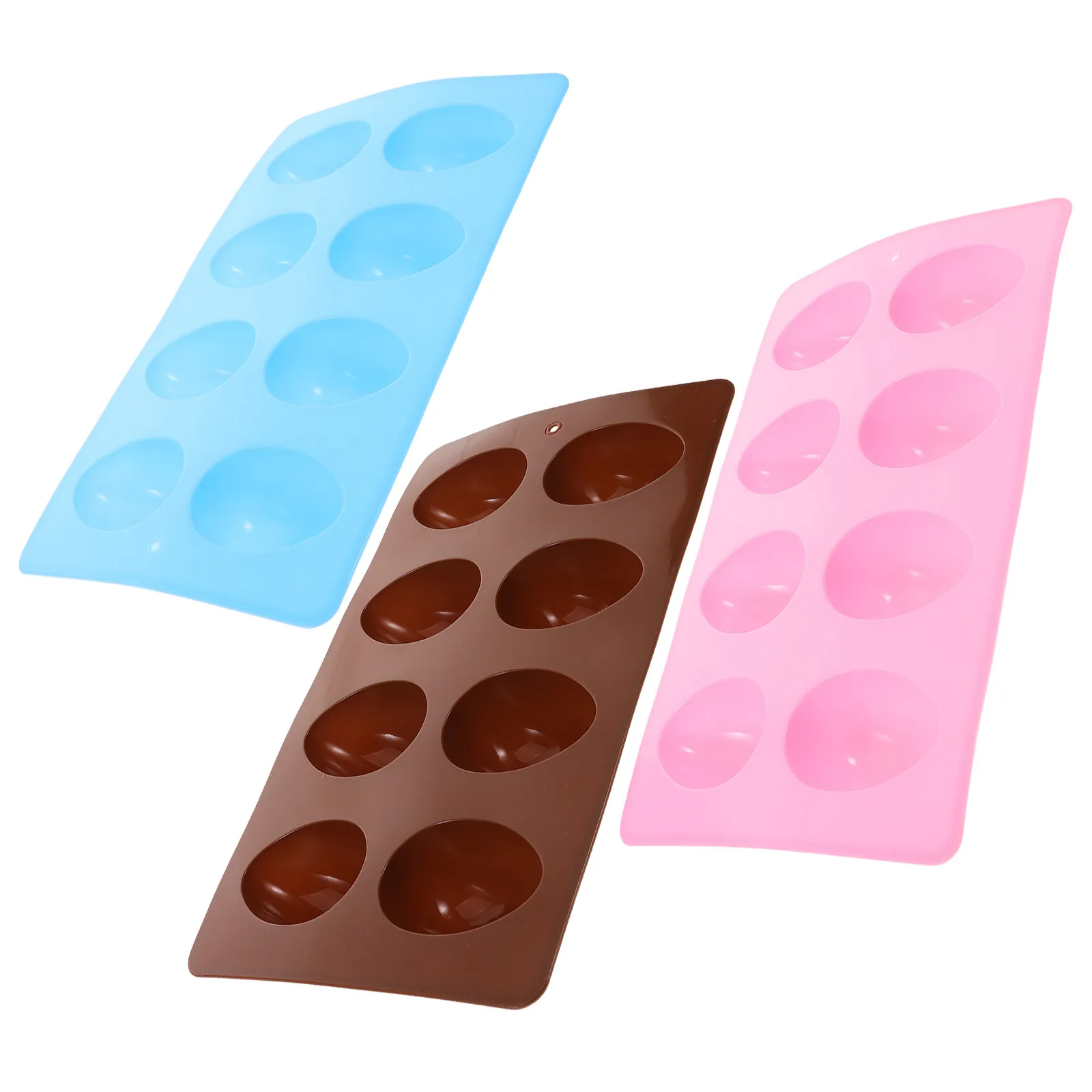3Pcs Egg Shape Silicone Baking Molds 8-Cavity Nonstick Oven Microwave Steamer Safe Easter Cake Chocolate Candy Mousse Baking