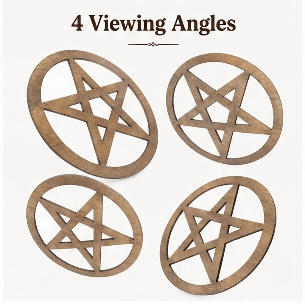 Handcrafted Wooden Pentacle Altar Decor Retro Style Spiritual Yoga Tray for Ceremonies Sacrifices Home Desktop Decoration