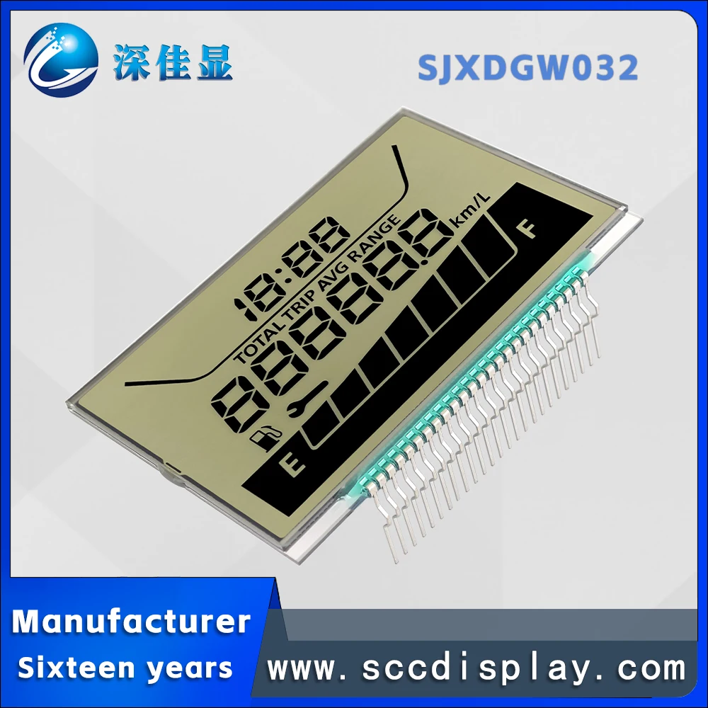 Manufacturer customized SJXDGW032 HTN Motorcycle instrument panel code LCD screen anti glare low-energy display screen 5.0V