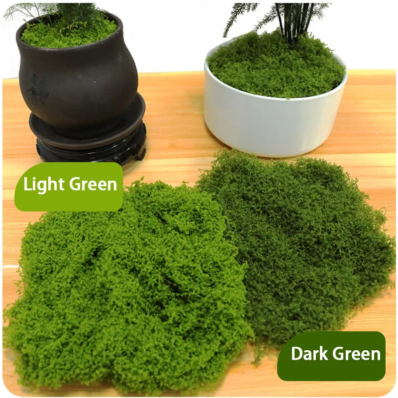 Artificial Moss Silk, Fake Reindeer Moss for Potted Plants, Faux Green Moss Decor for Home Garden, DIY Terrarium, Bonsai, Flower