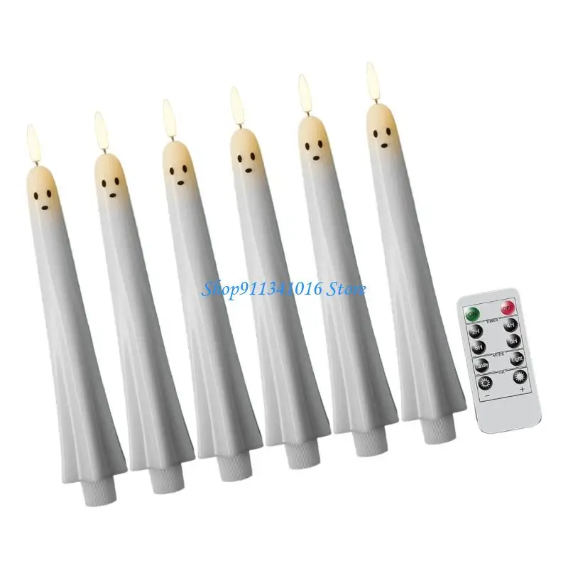Flameless Halloween Ghostly Battery Taper Halloween LED Candlestick Flickering For Party Fireplaces Table